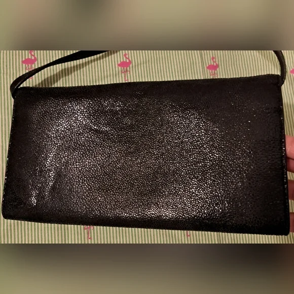 EUC Michael Kors Sparkly Metallic Texturized Black Suede Formal Clutch Purse Bag - Picture 2 of 14